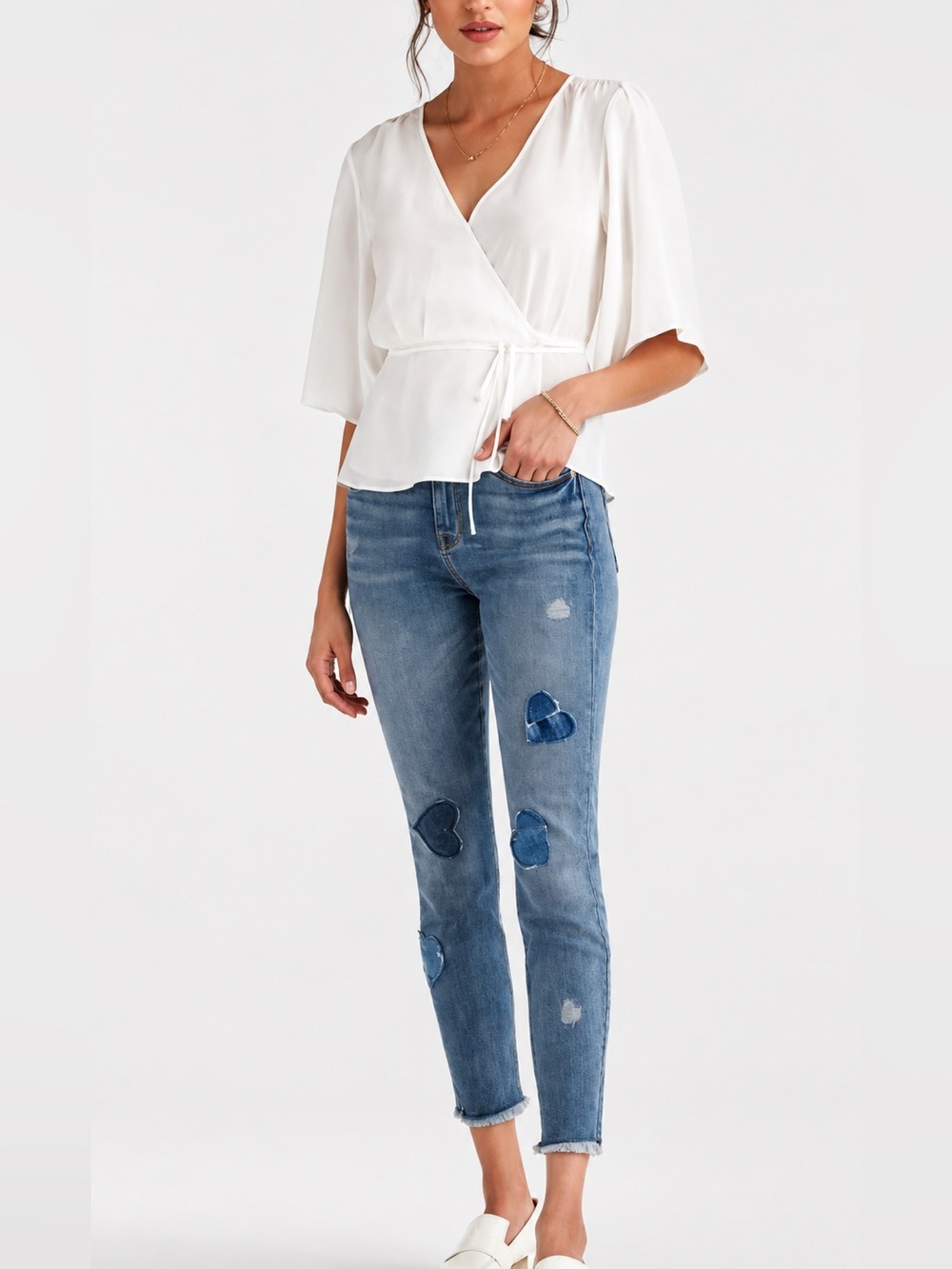 7 For All Mankind Ivory Wrap Blouse